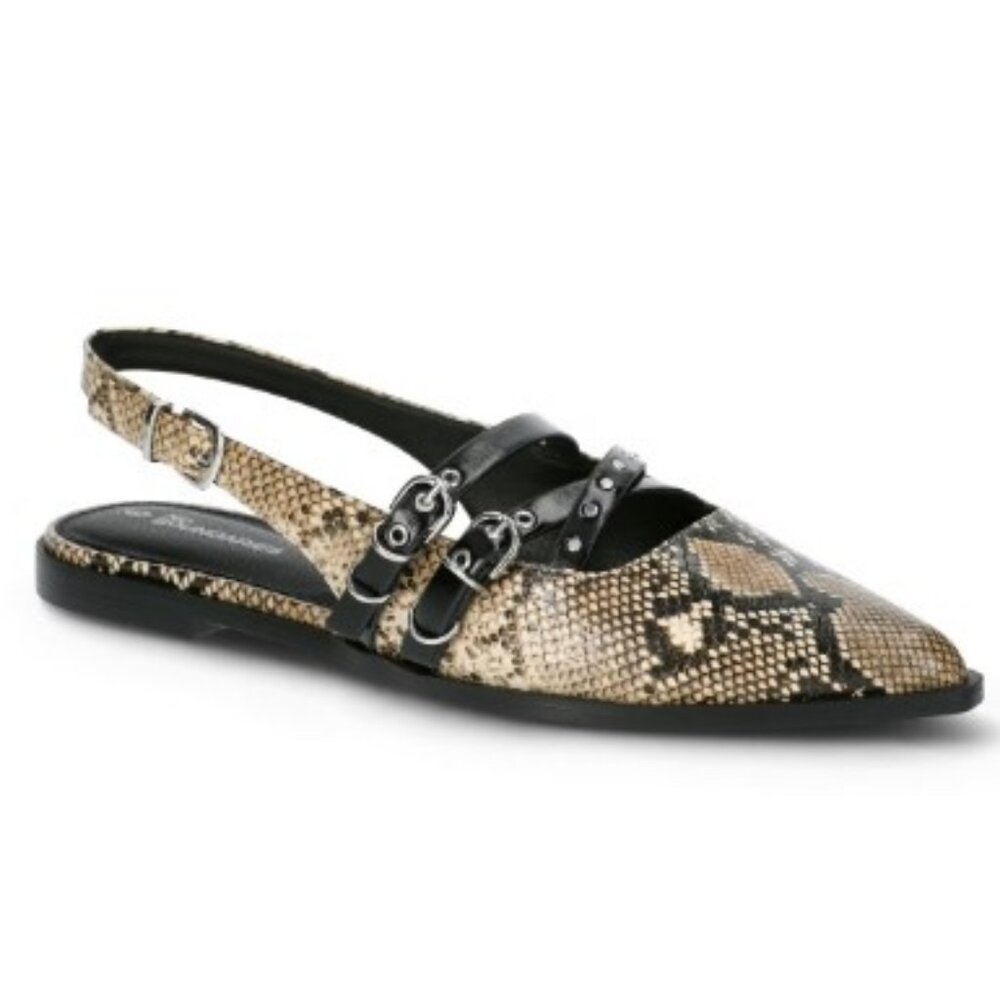 NEW 10 Women's Snakeskin Strappy Flats Sandals